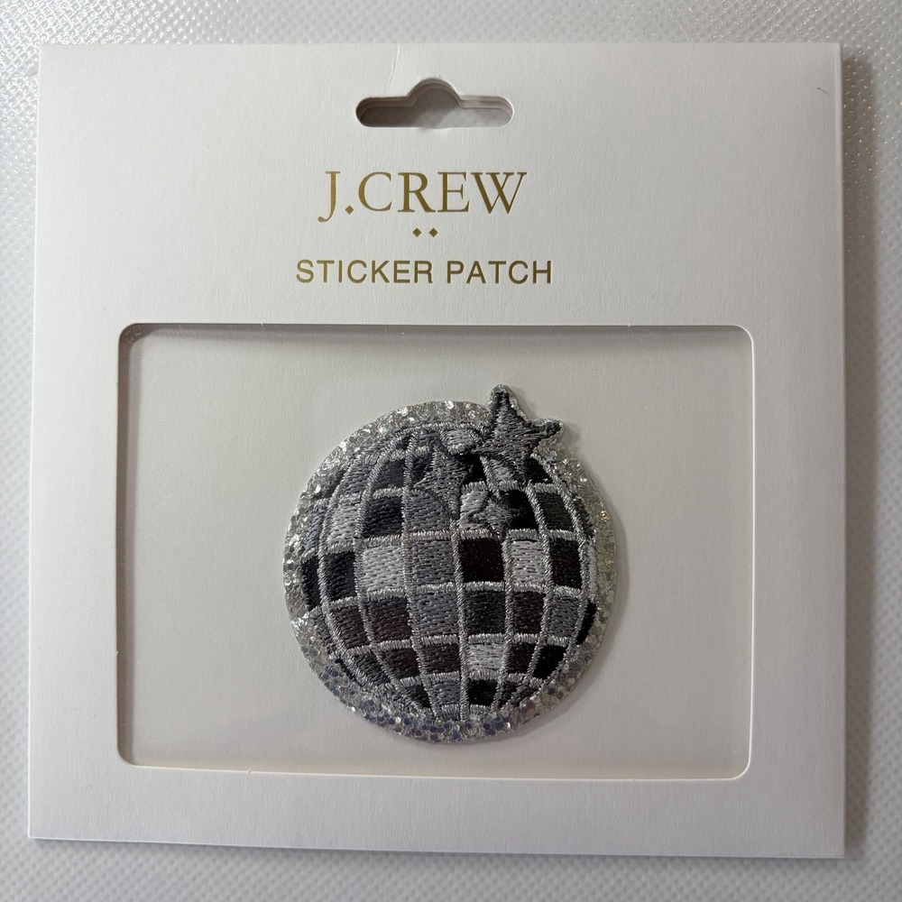 J Crew Disco Ball Sticker Patch Silver Glitter Applique Peel Stick New